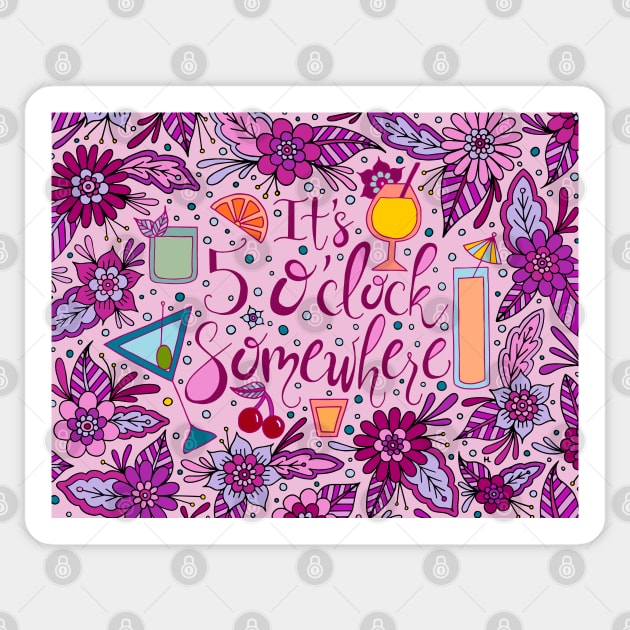 It's 5 O'Clock Somewhere Pink Palette | Happy Hour Sticker by HLeslie Design